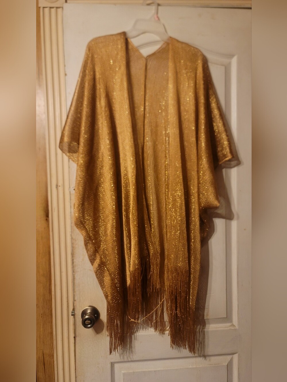 Gold Shimmer Fringe Kimono